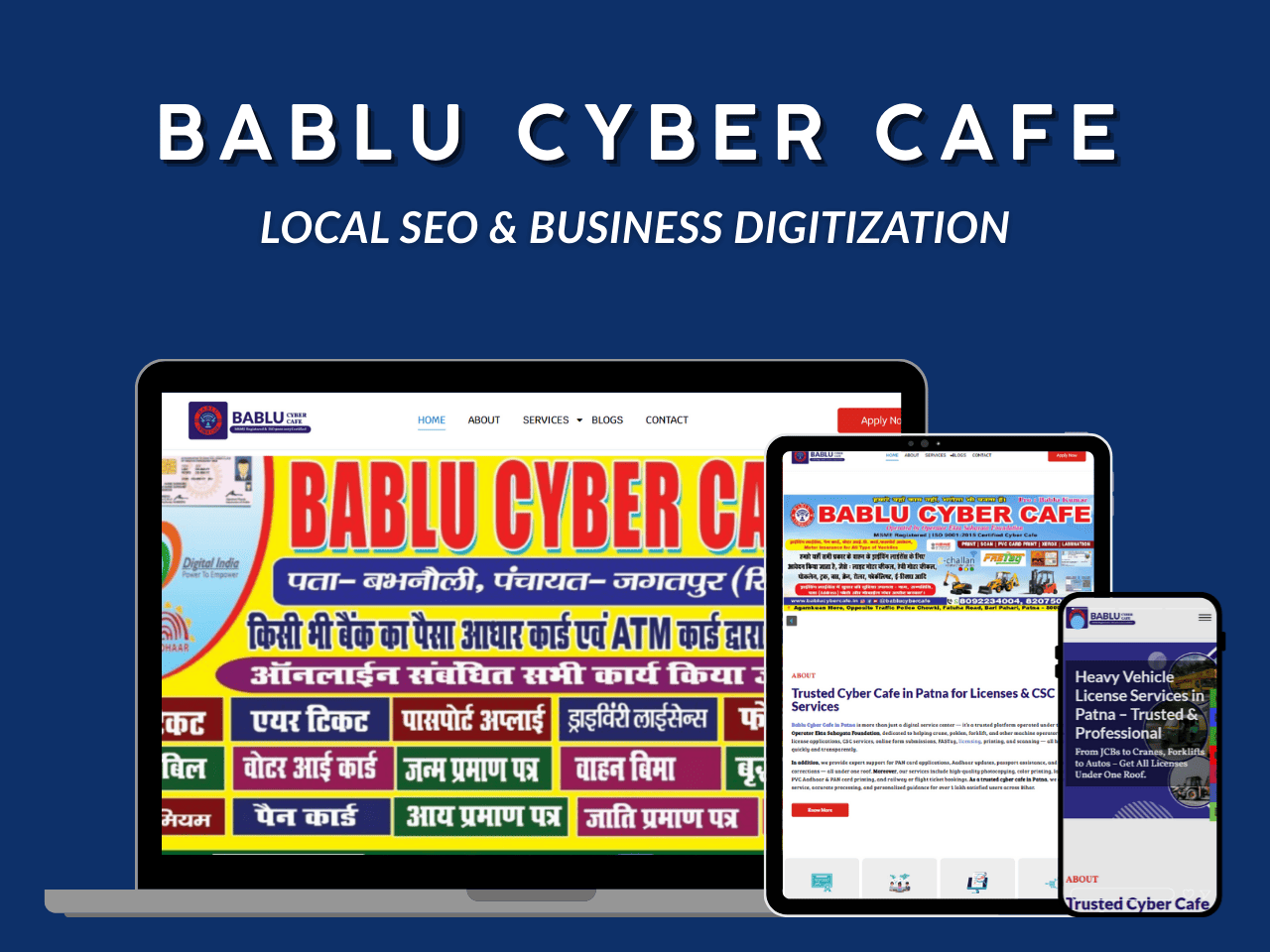 Bablu Cyber Cafe local SEO success showing improved Google rankings and customer traffic.